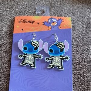 Disney Blue and Black Stitch Skeleton Earrings